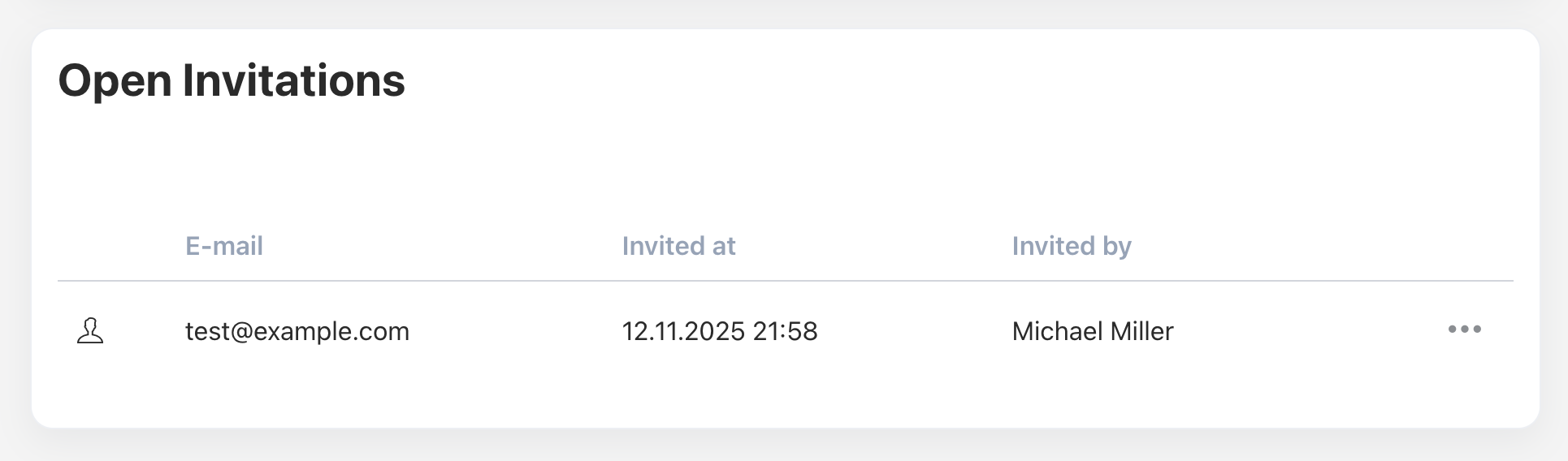 Pending invitations list